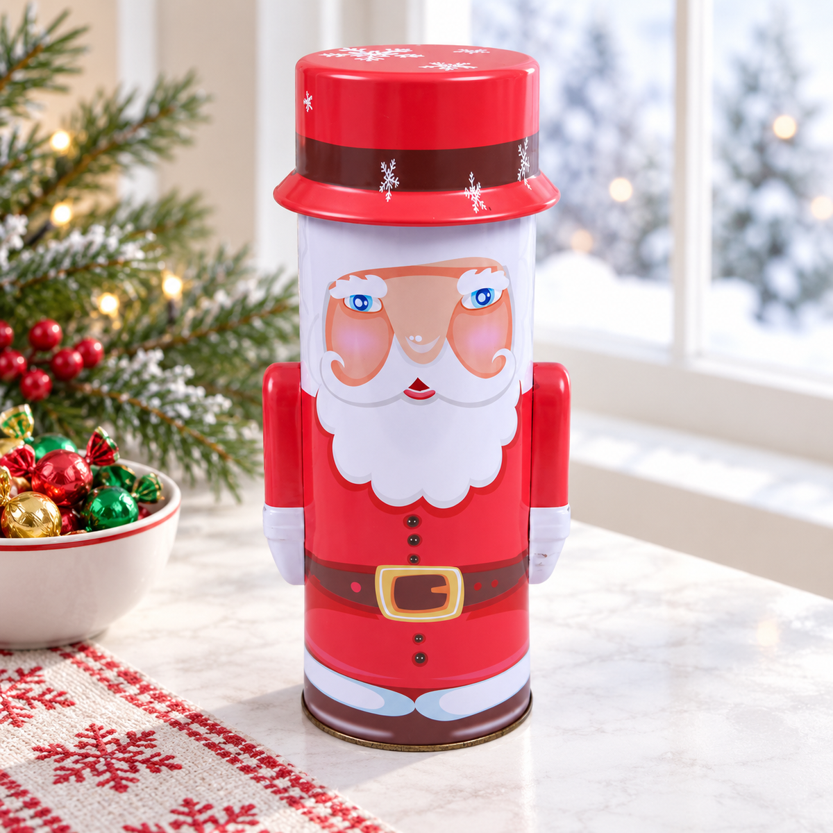 Santa Claus Tinplate Candy Jar – Christmas Treat Storage Container