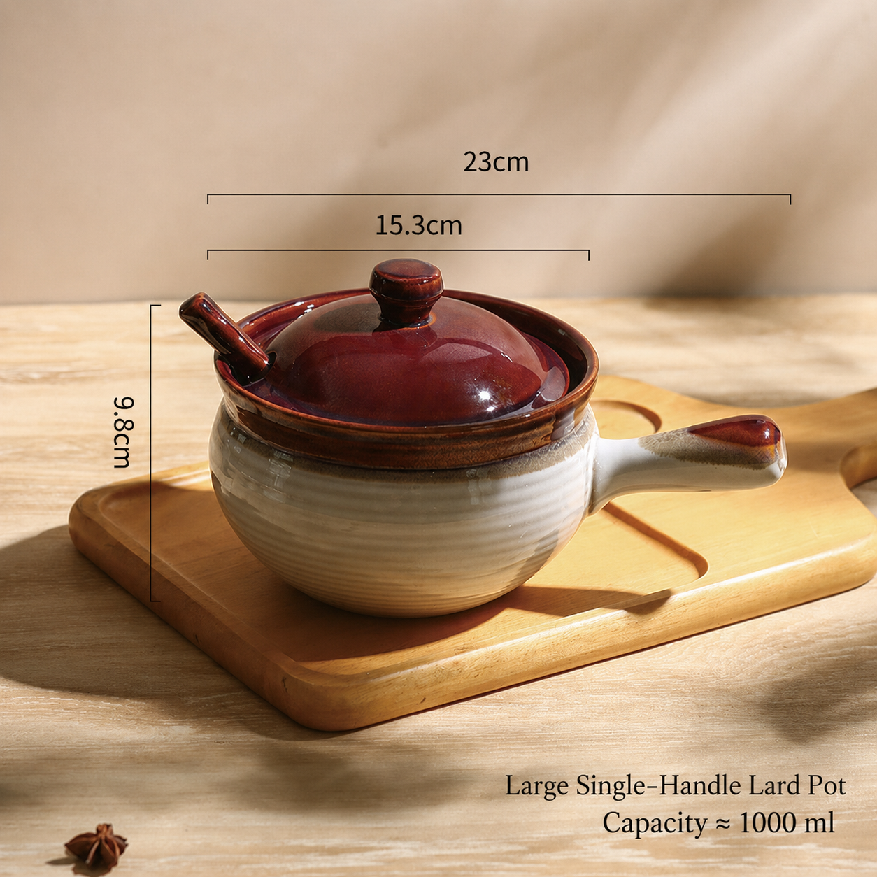Vintage Ceramic Condiment Jar with Lid – Kitchen Spice & Oil Container
