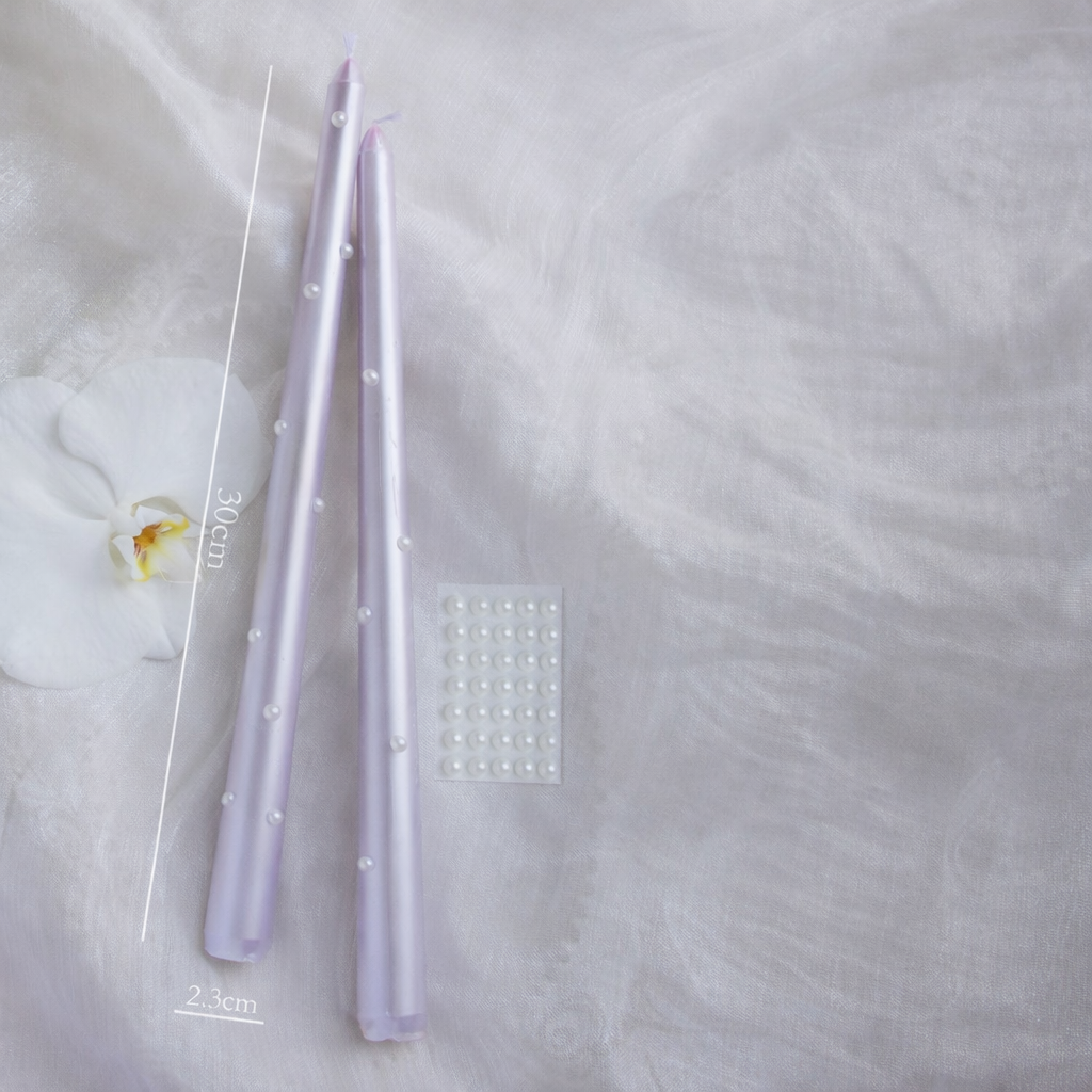 12” Pearl Taper Candles, Smokeless Soy Blend – Set of 2