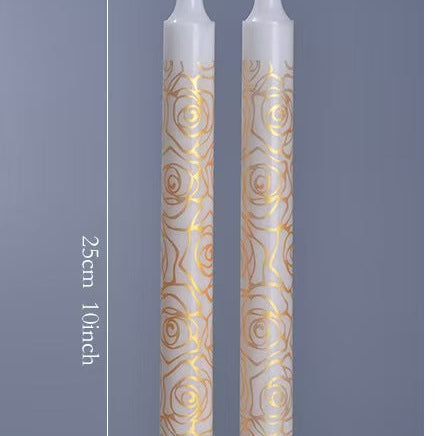 25cm Rose Printed Taper Candles – Set of 2