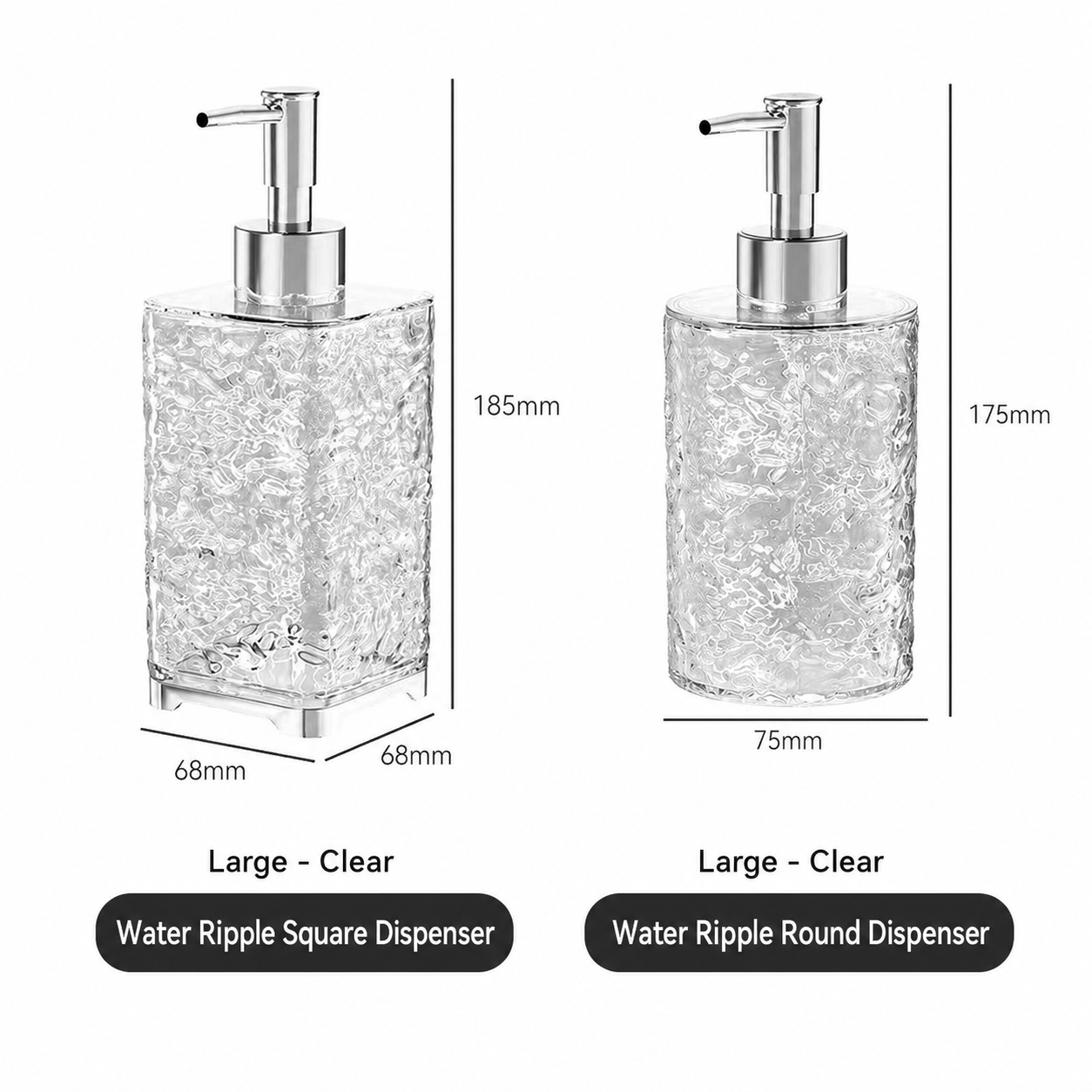 Water Ripple Pump Bottle, Wave Texture Refillable Cosmetic Dispenser Bottle, Bathroom Lotion Shampoo Container