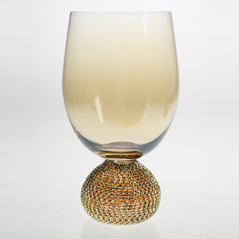 Gold Rim Crystal Goblet with Jewel Accent – Luxury Champagne, Wine & Dessert Glass