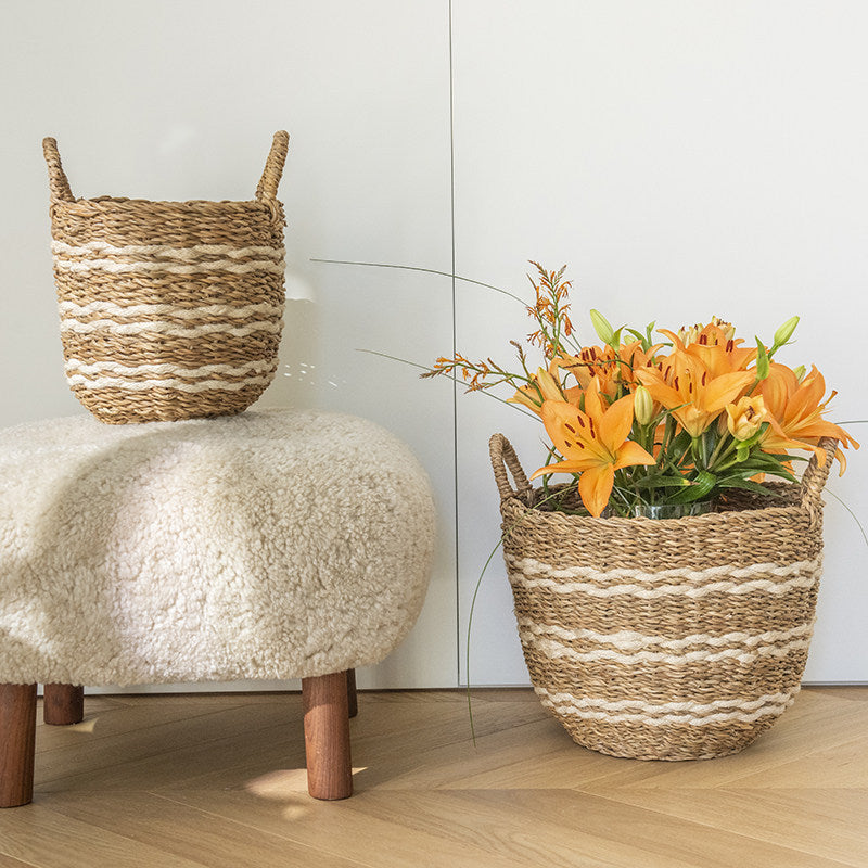 Japanese Style Woven Straw Storage Basket – Natural Organizer Basket for Home & Daily Storage
