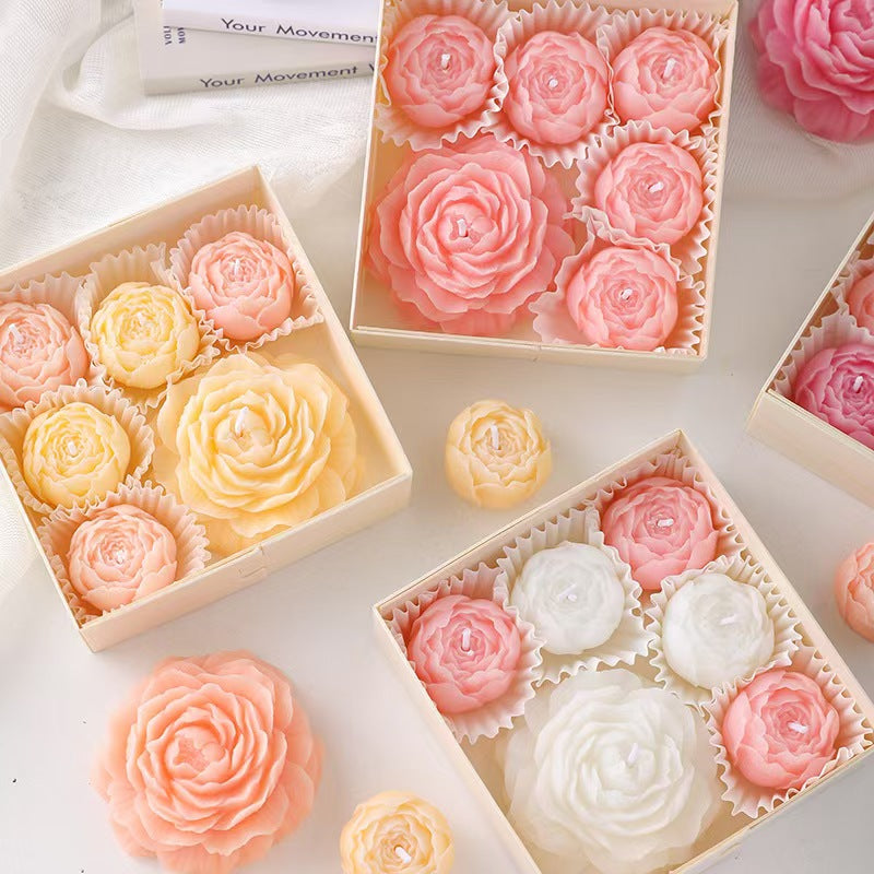 Peony Flower Scented Candle Set