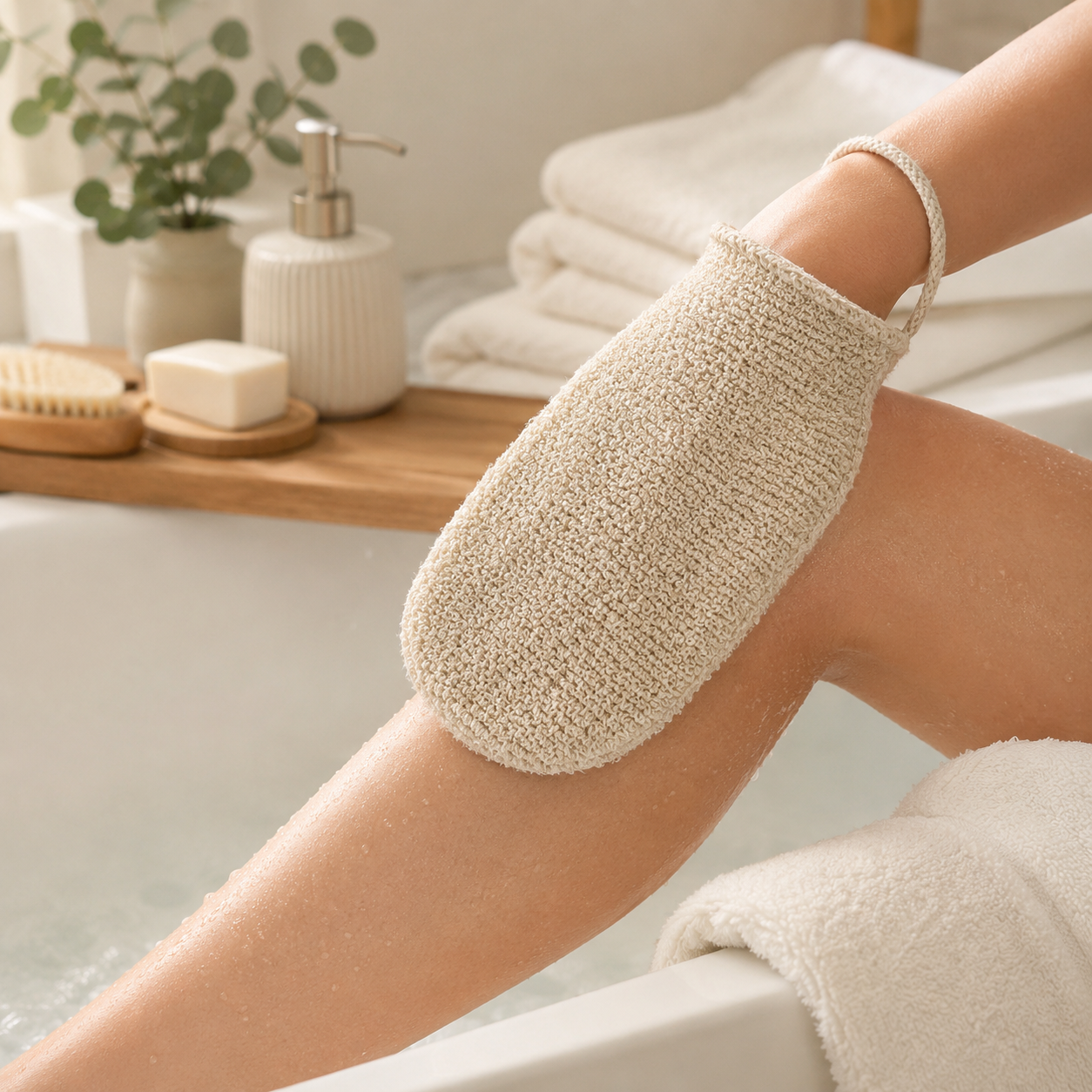 Natural Jute Exfoliating Bath Mitt – Deep Cleansing Shower Glove for Gentle Scrubbing & Daily Body Care