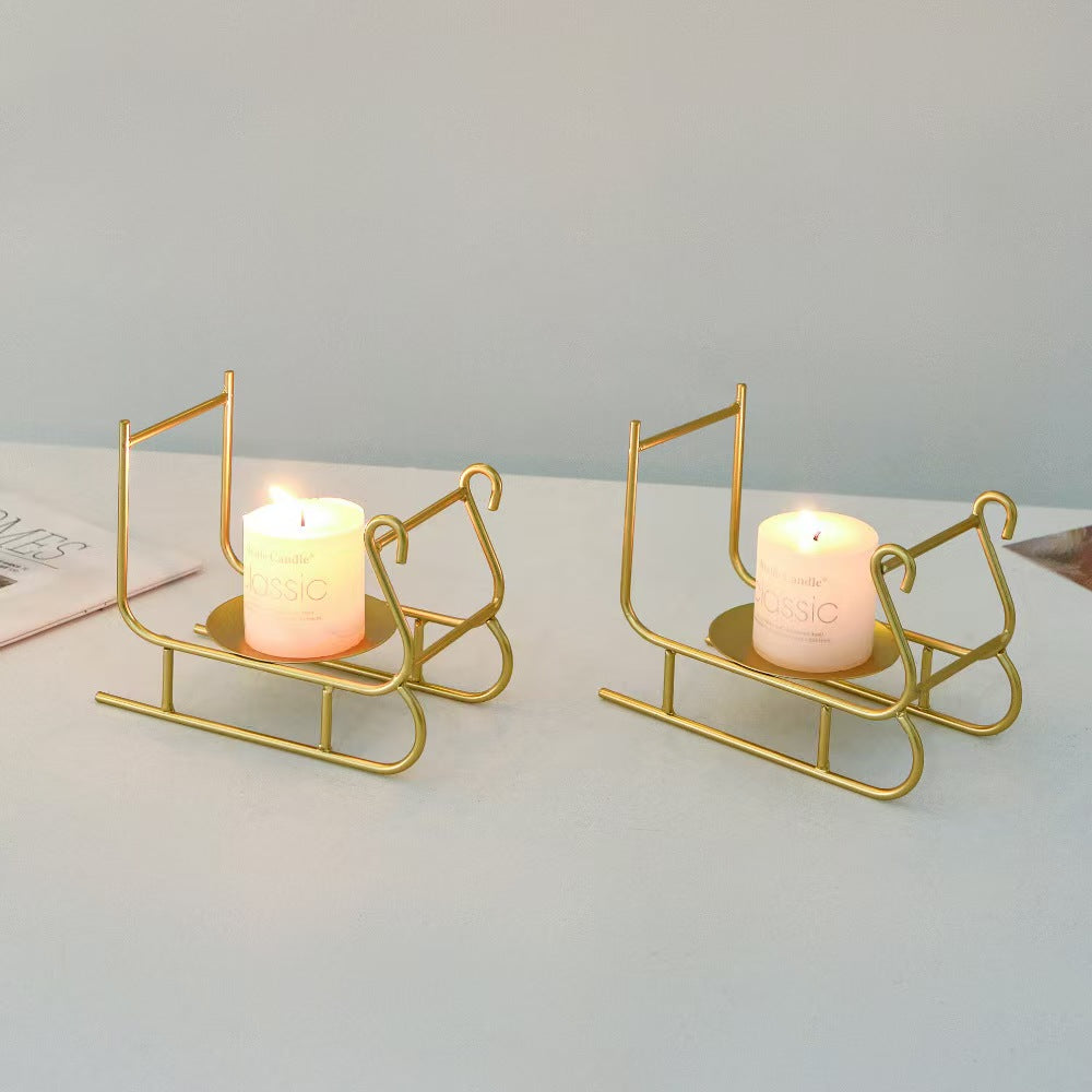 Sleigh Candleholder Creative Iron Decor Piece