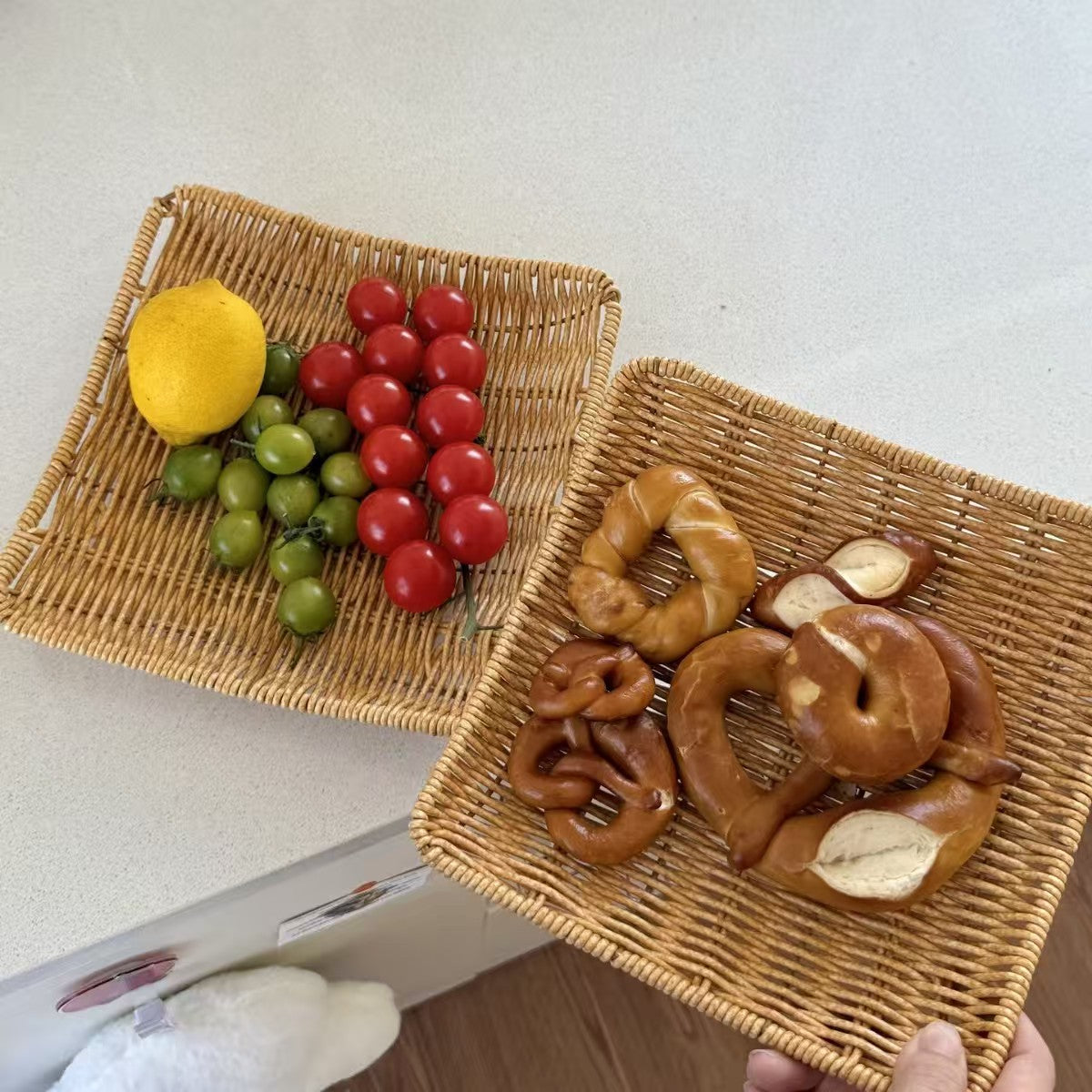 Woven PVC Snack Tray Dry Fruit Storage Basket