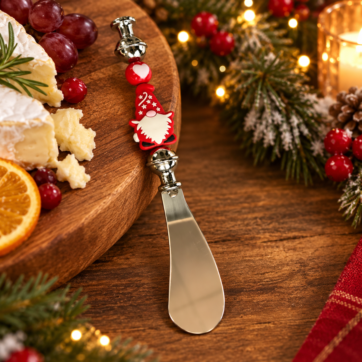 Christmas Stainless Steel Butter Knife – Gnome Beaded Design