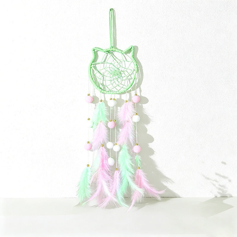 Boho Feather Dream Catcher – Handmade Moon Star Wall Hanging Decor