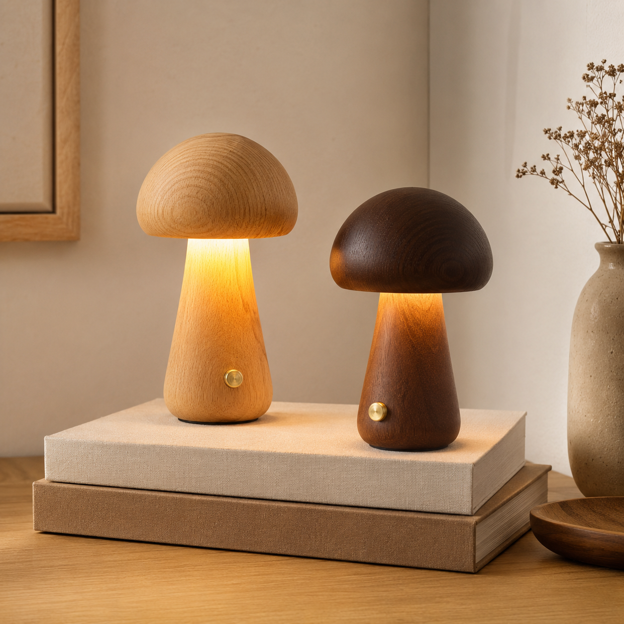 Ins Mushroom Night Light – Touch LED Bedside Ambient Lamp