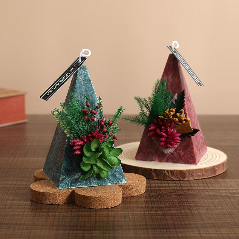 Christmas Dried Flower Beeswax Candle