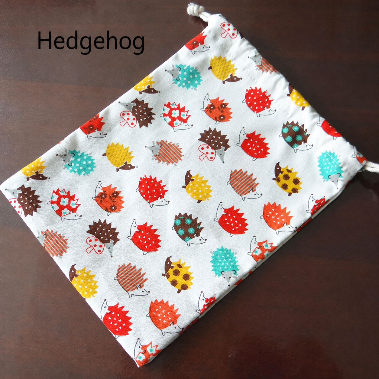 Cute Printed Cotton Drawstring Storage Bag