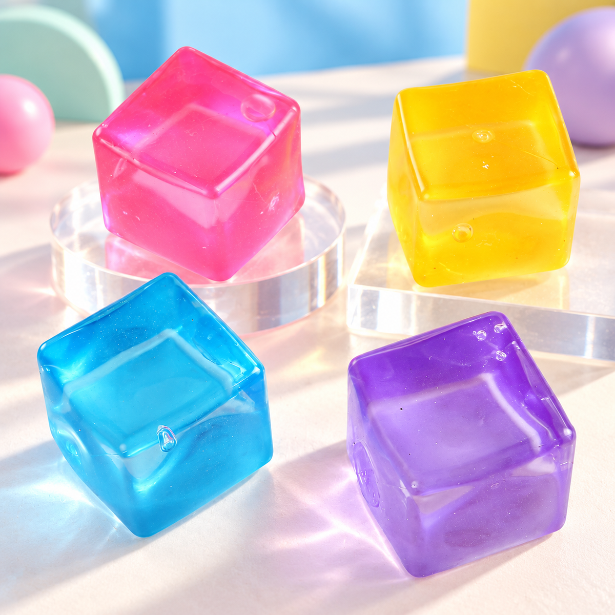 Cube Squeeze Ball Toy – Soft Gel Stress Relief Fidget Toy for Kids Sensory Play, Squishy Cube Anti Stress Toy Party Favor Gift