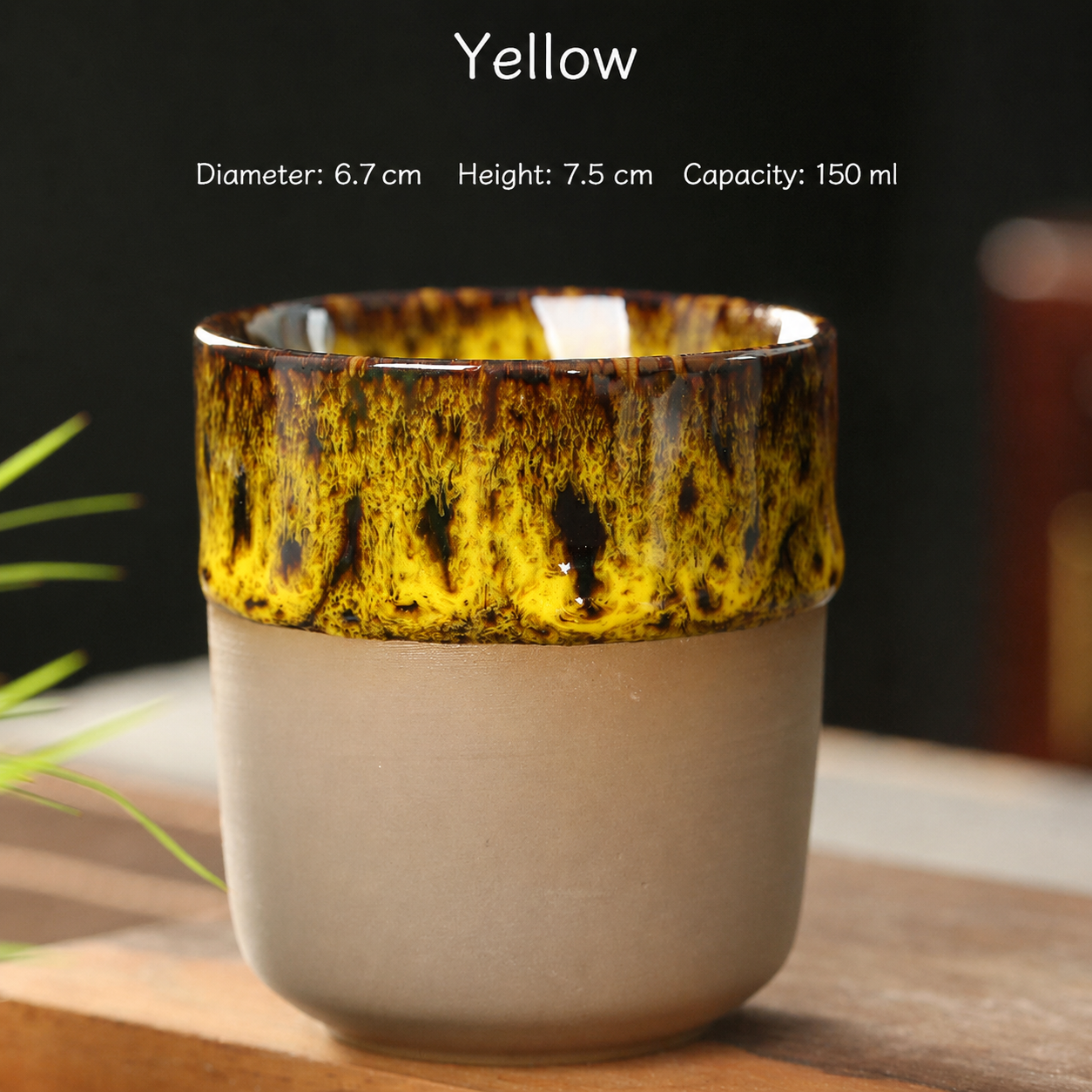 150ml Reactive Glaze Ceramic Cup – Handleless Tea & Coffee Tumbler for Espresso, Sake, Café, Restaurant, Office & Home Drinkware
