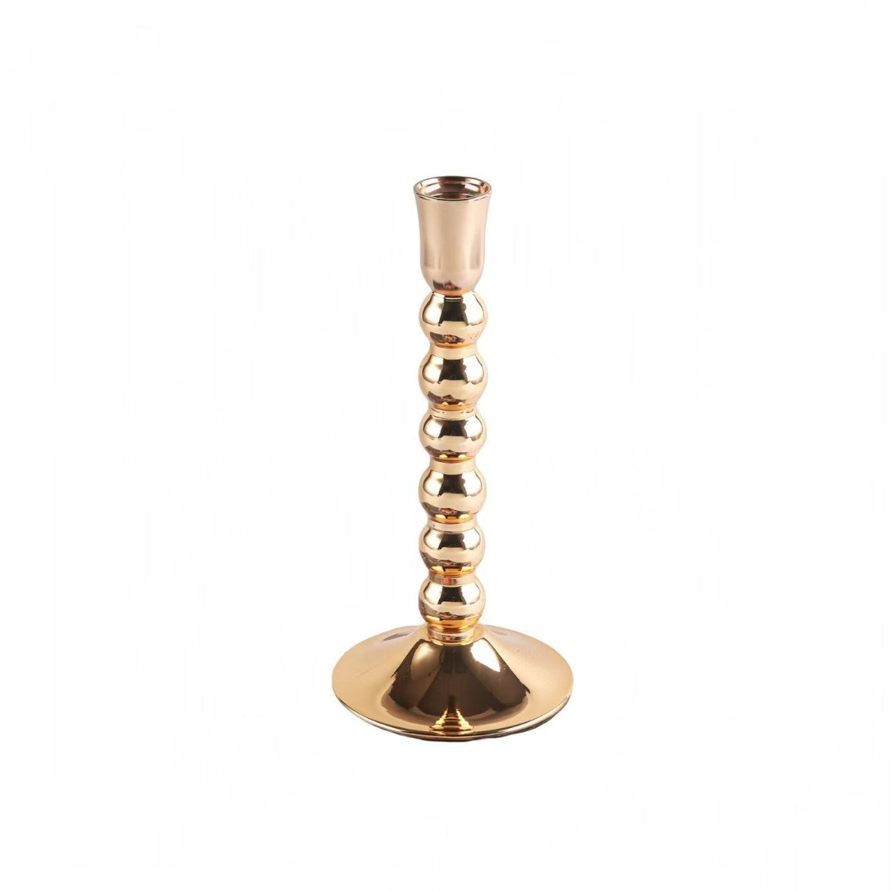 French Gold Electroplated Bead Candleholder, Heavy Duty Exquisite Iron Decor