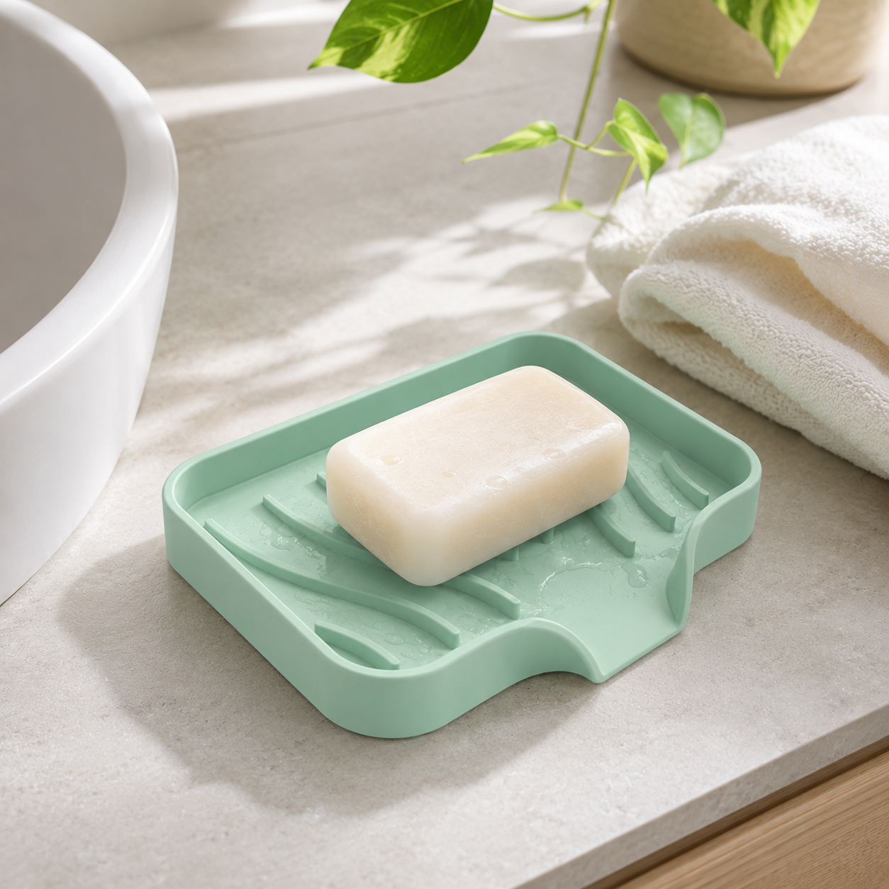 Silicone Soap Drain Tray – Self Draining Non-Slip Soap Holder