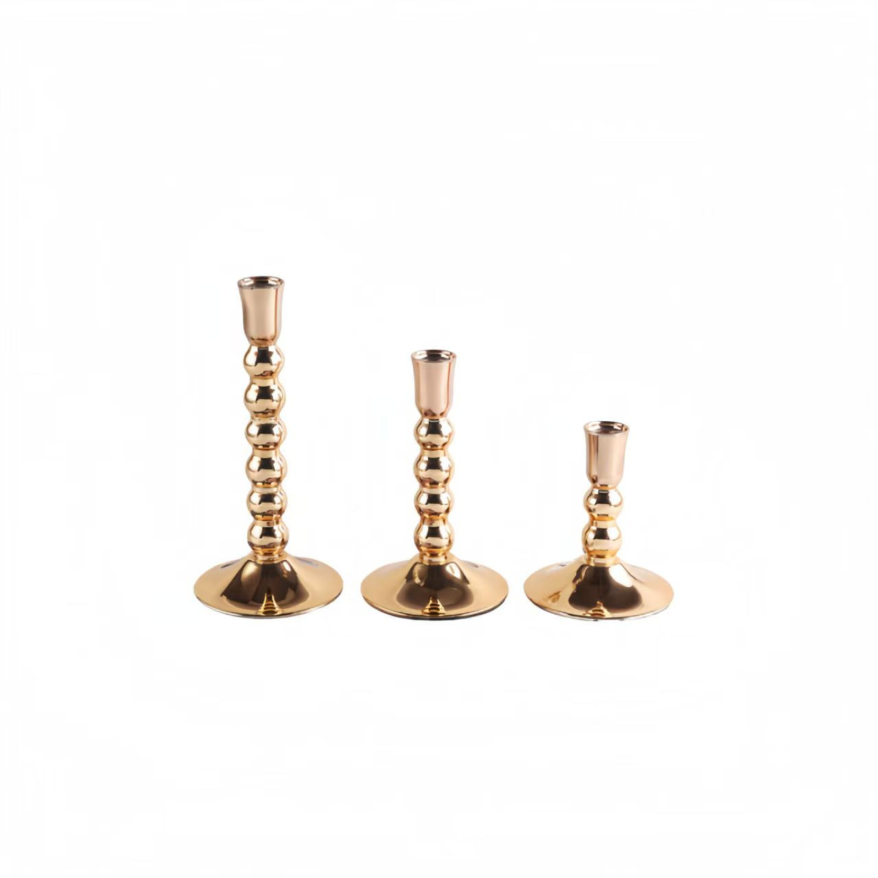 French Gold Electroplated Bead Candleholder, Heavy Duty Exquisite Iron Decor