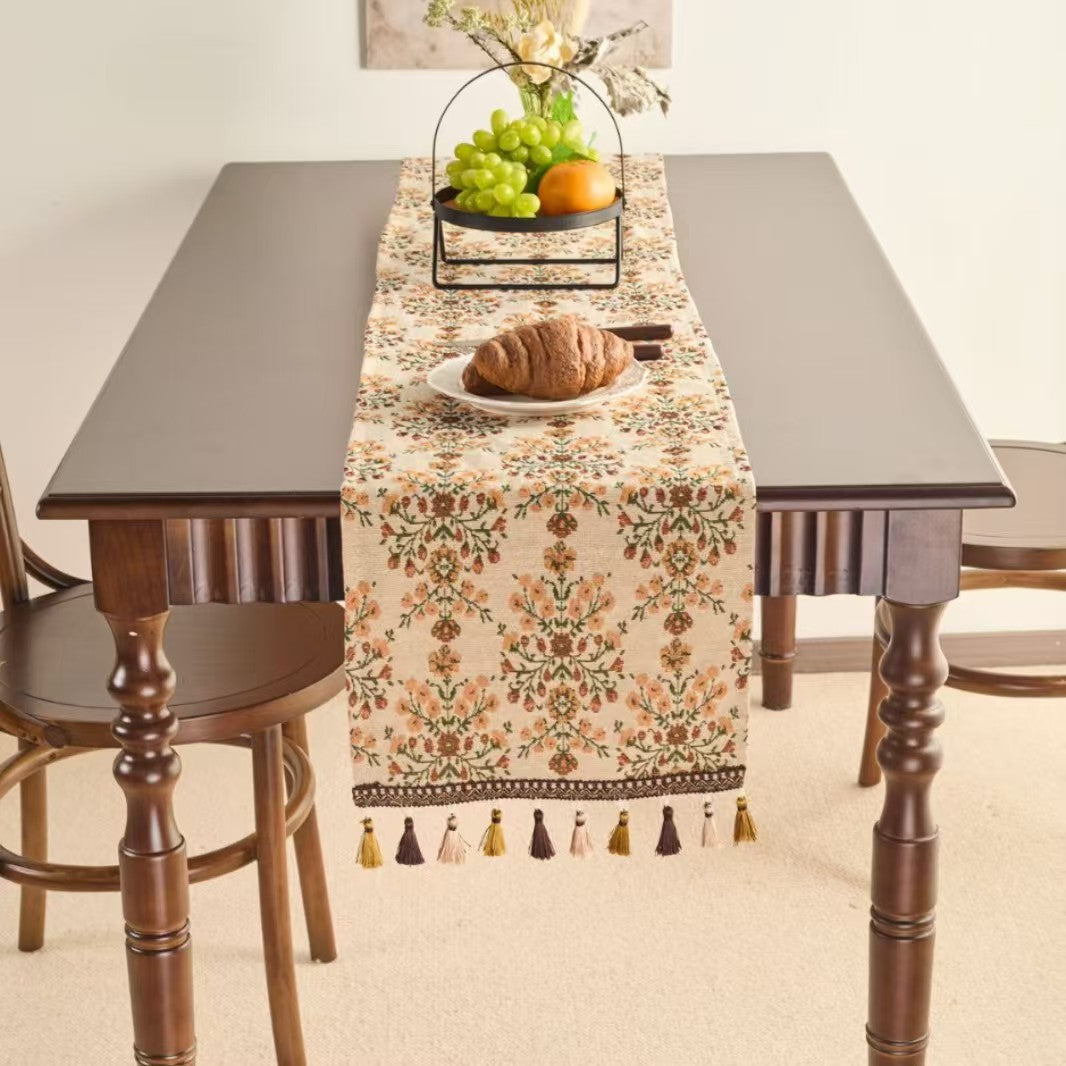 Boho Tassel Table Runner Ethnic Decorative Table Cover