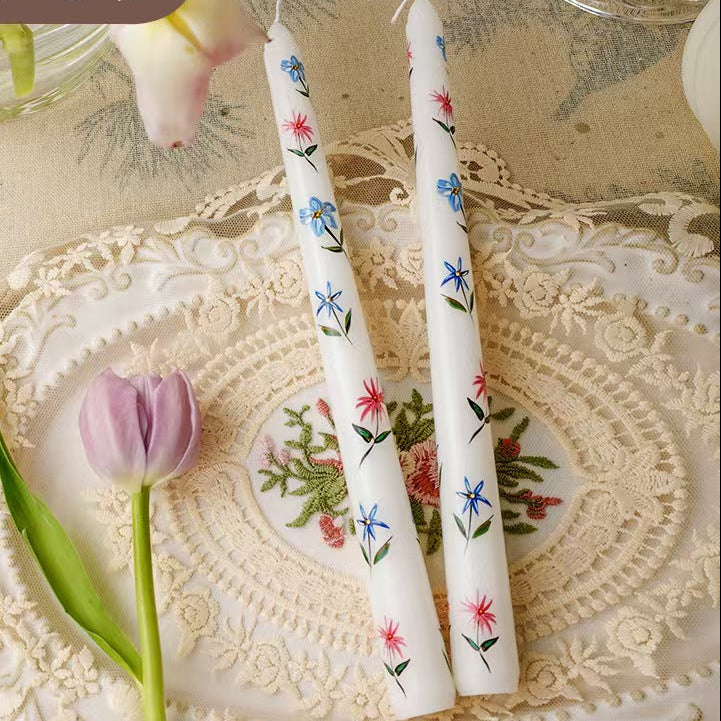25cm Printed Taper Candles – Set of 2