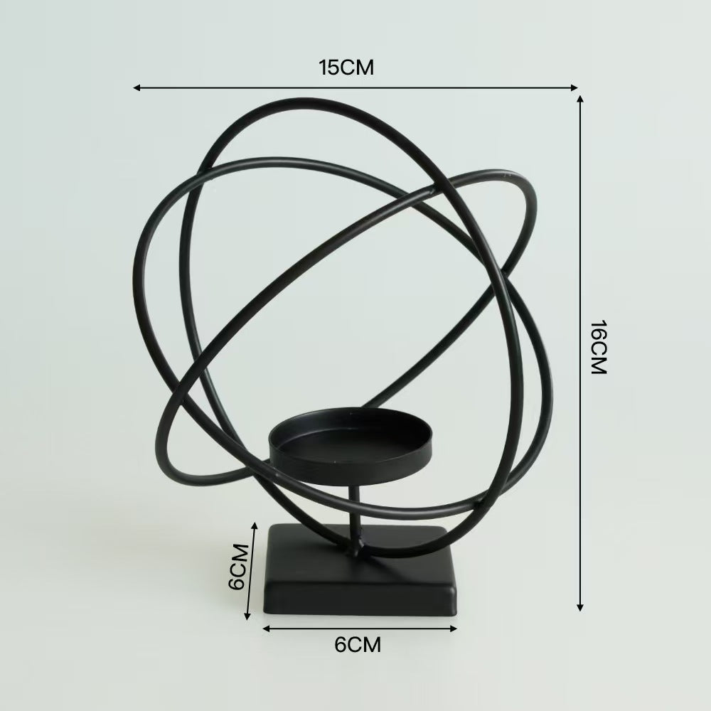 Creative Iron Candleholder, Cube Globe Irregular Sculpture