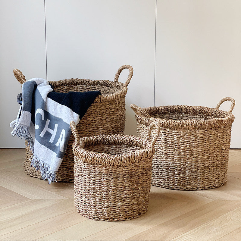 Japanese Style Woven Straw Storage Basket – Natural Organizer Basket for Home & Daily Storage