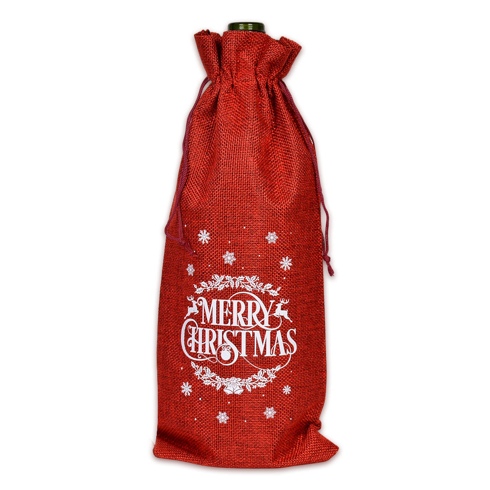 Christmas Wine Gift Bag – Drawstring Bottle Gift Sack for Wine & Champagne