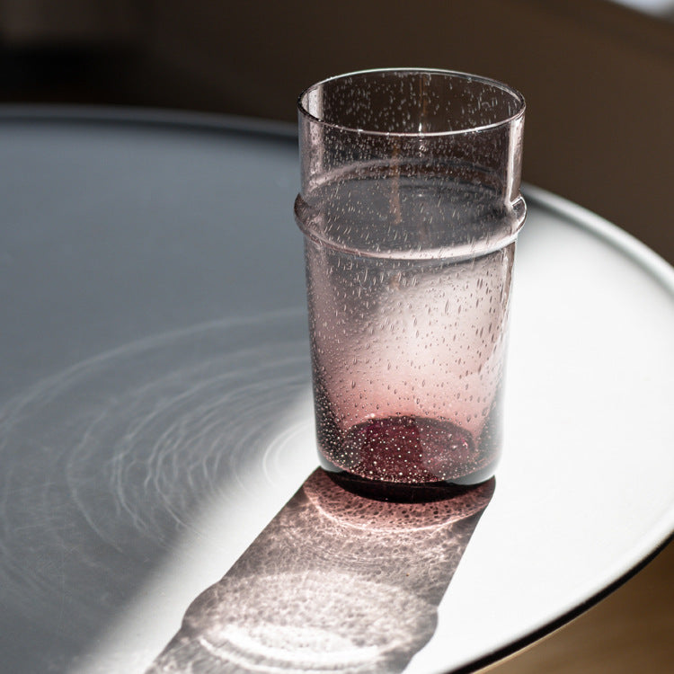 Rose Colored Hand Blown Glass Tumbler – Luxury Soda Lime Glass Cup with Custom Logo Option