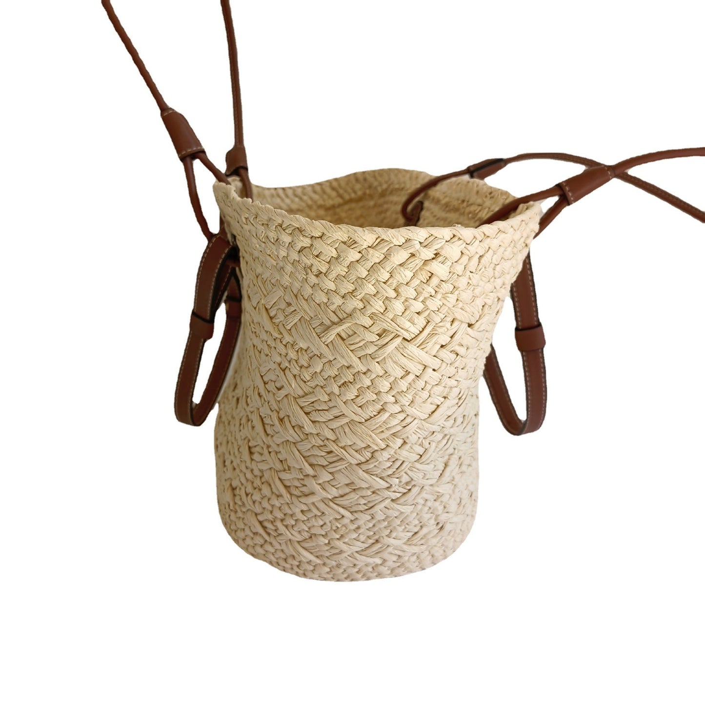 Large Woven Straw Tote Bag – Chinese Inspired Plaid Design Handbag for Summer Travel & Daily Use