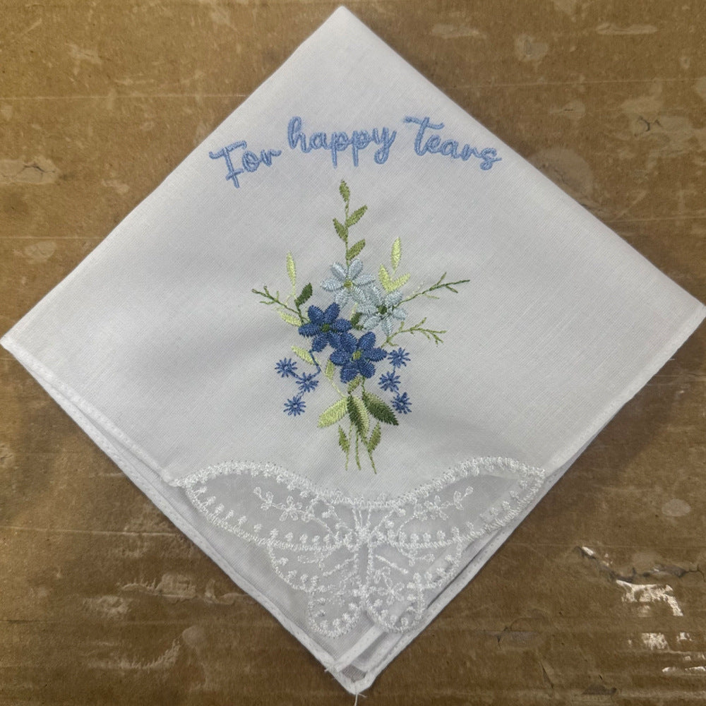 Embroidered Wedding Handkerchief – Cotton Keepsake Gift
