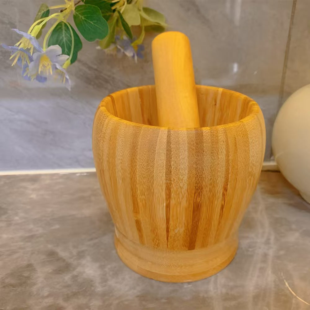 Bamboo Garlic Muddler Mortar and Pestle Kitchen Tool
