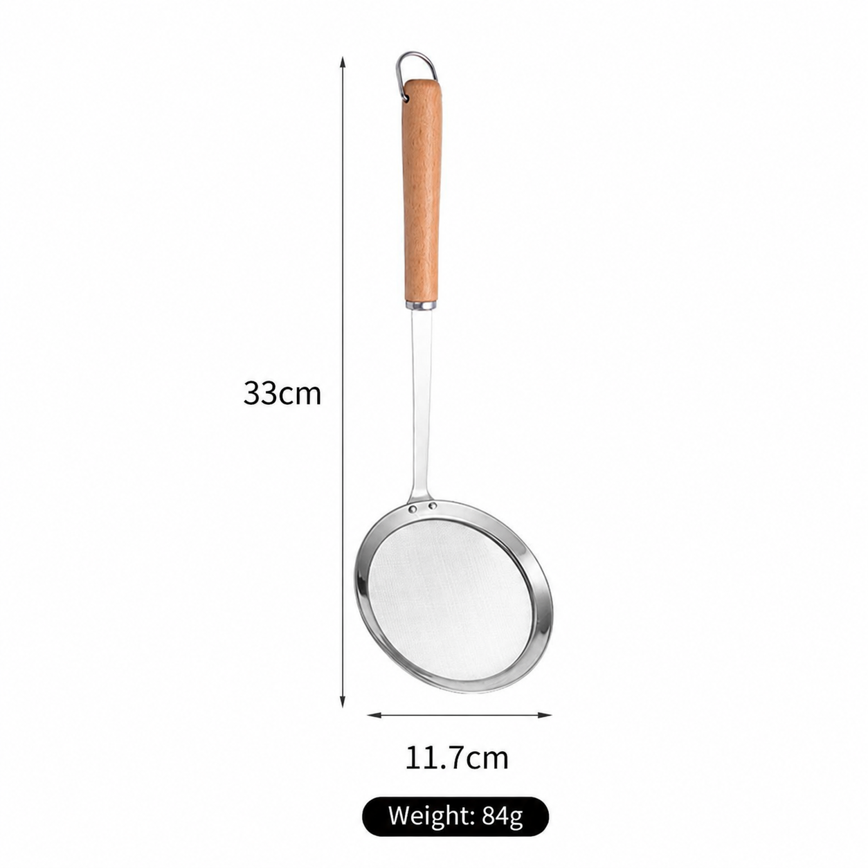 Stainless Steel Mesh Strainer Skimmer, Fine Mesh Oil Filter Ladle for Frying, Soups, Juices, and Tea – Durable & Rust-Proof