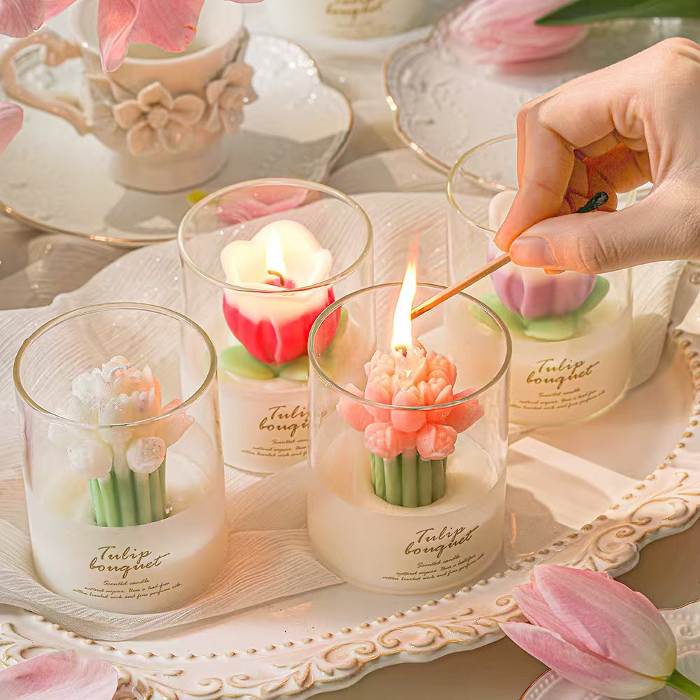 Tulip Bouquet Scented Candle Cup