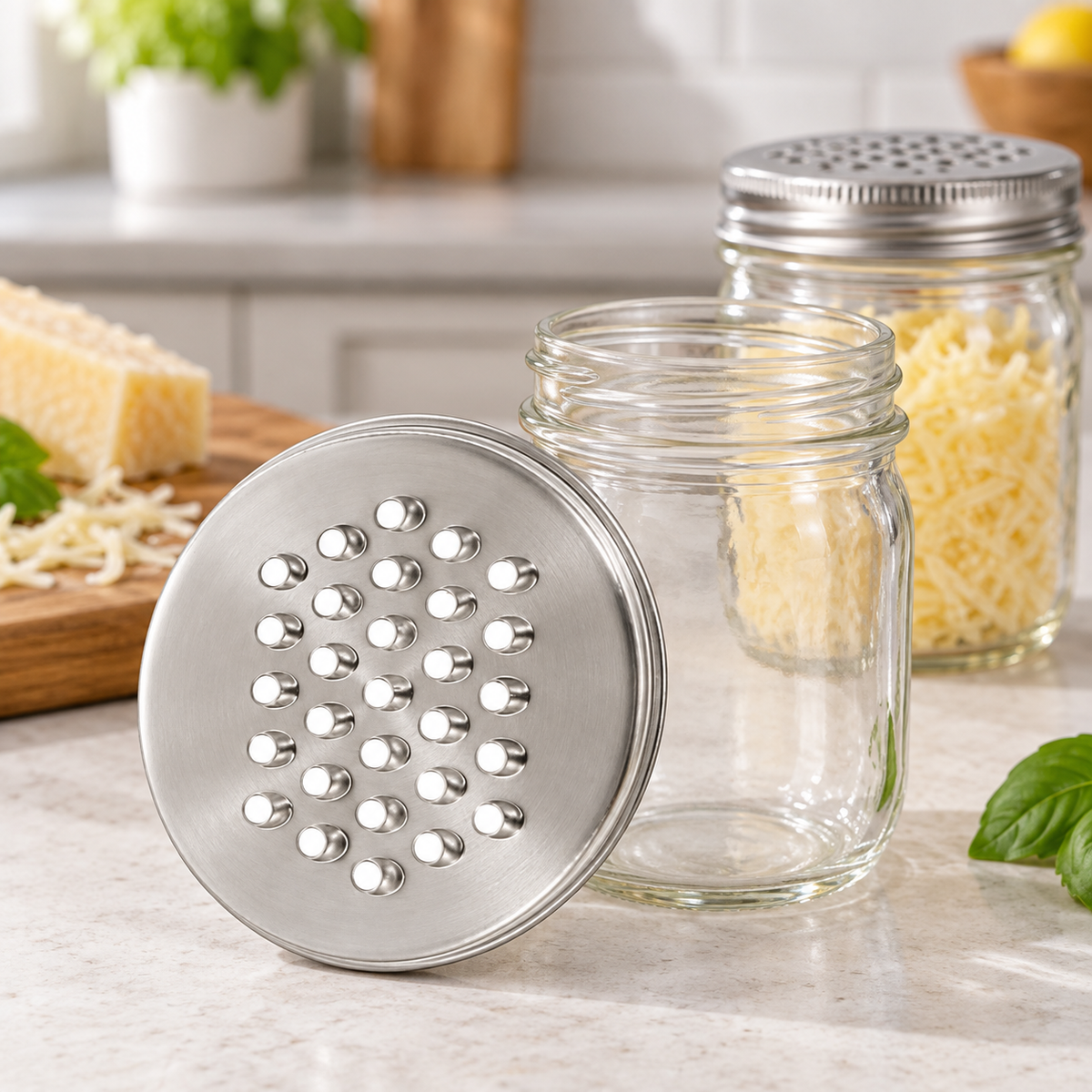 304 Stainless Steel Jar Lid Grater – 70 mm Shredding Cover