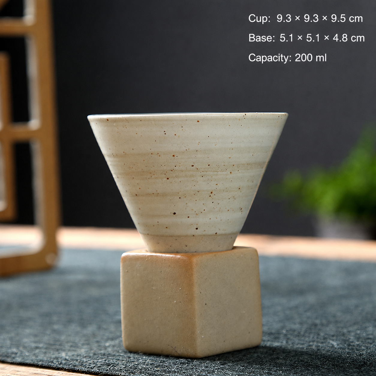 Ceramic Coffee Cup with Square Base – 200 ml Conical Drink Cup for Latte, Tea, Espresso, Dessert & Home Café Use