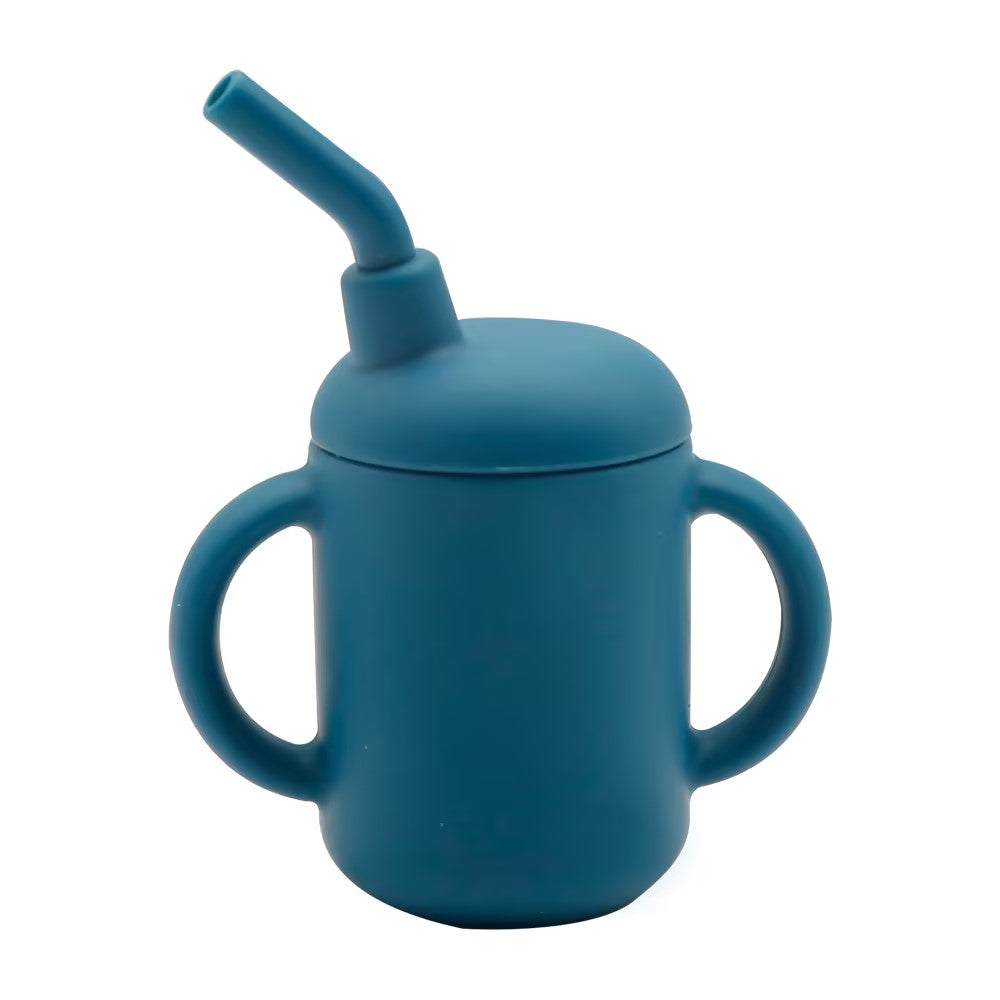 Food Grade Silicone Toddler Straw Sippy Cup with Dual Handles