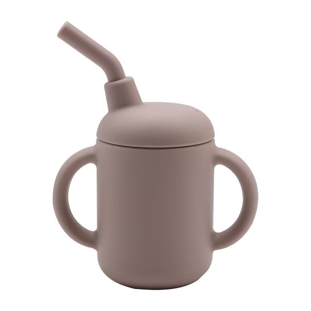 Food Grade Silicone Toddler Straw Sippy Cup with Dual Handles
