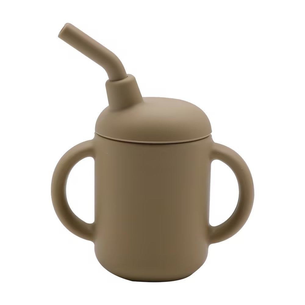 Food Grade Silicone Toddler Straw Sippy Cup with Dual Handles