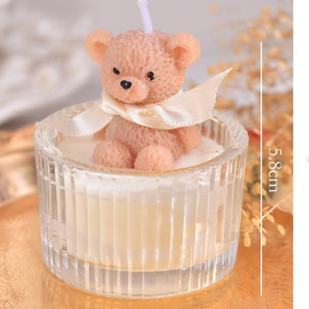 Glass Cup Bear Scented Candle