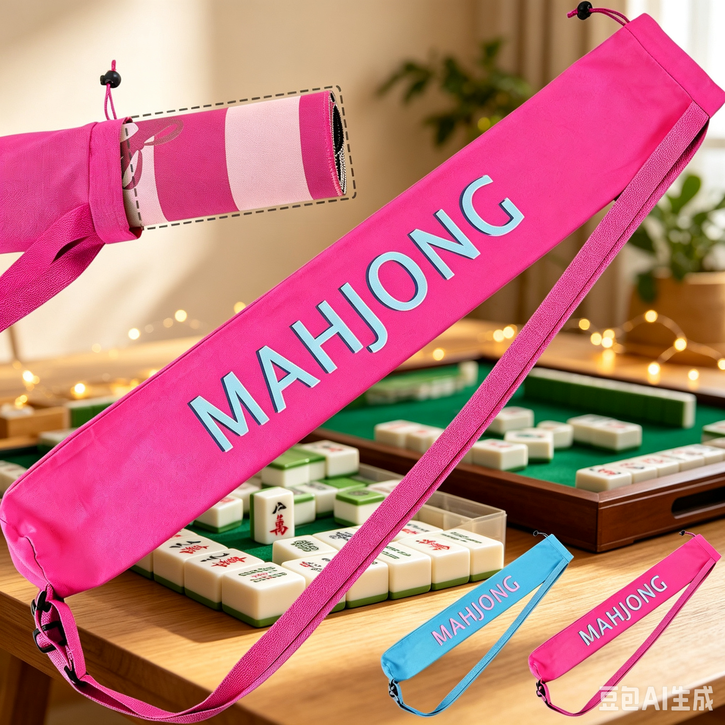 Large Mahjong Set Travel Bag – Portable Storage Case with Shoulder Strap for Game Night & Outdoor Use