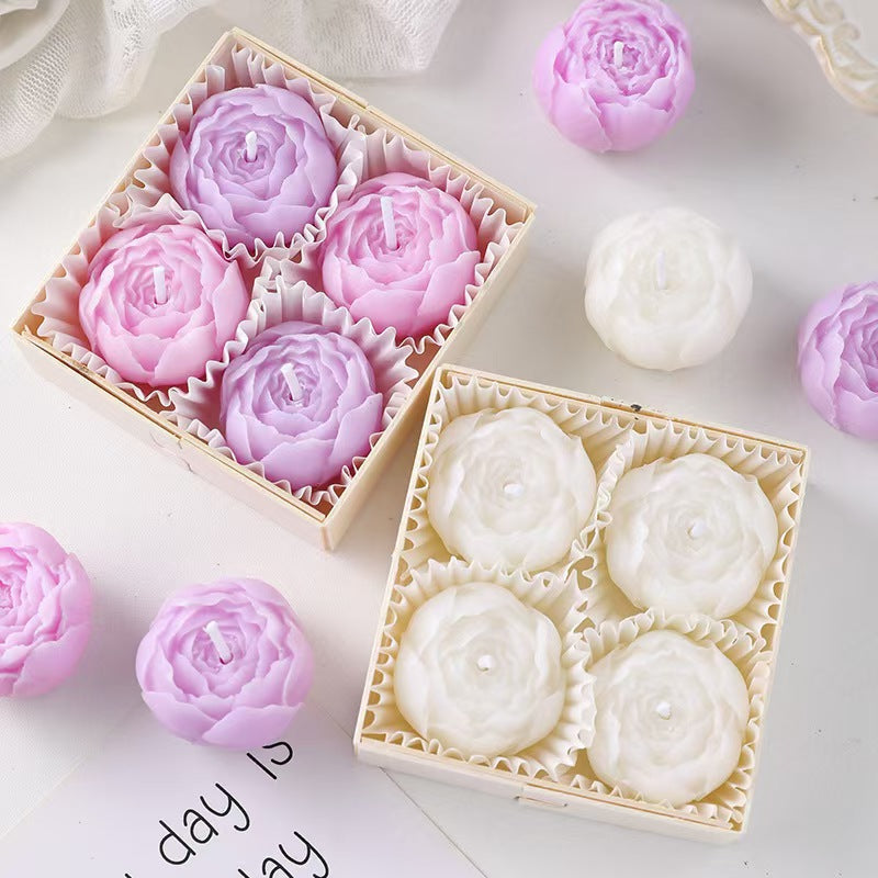 Peony Flower Scented Candle Set