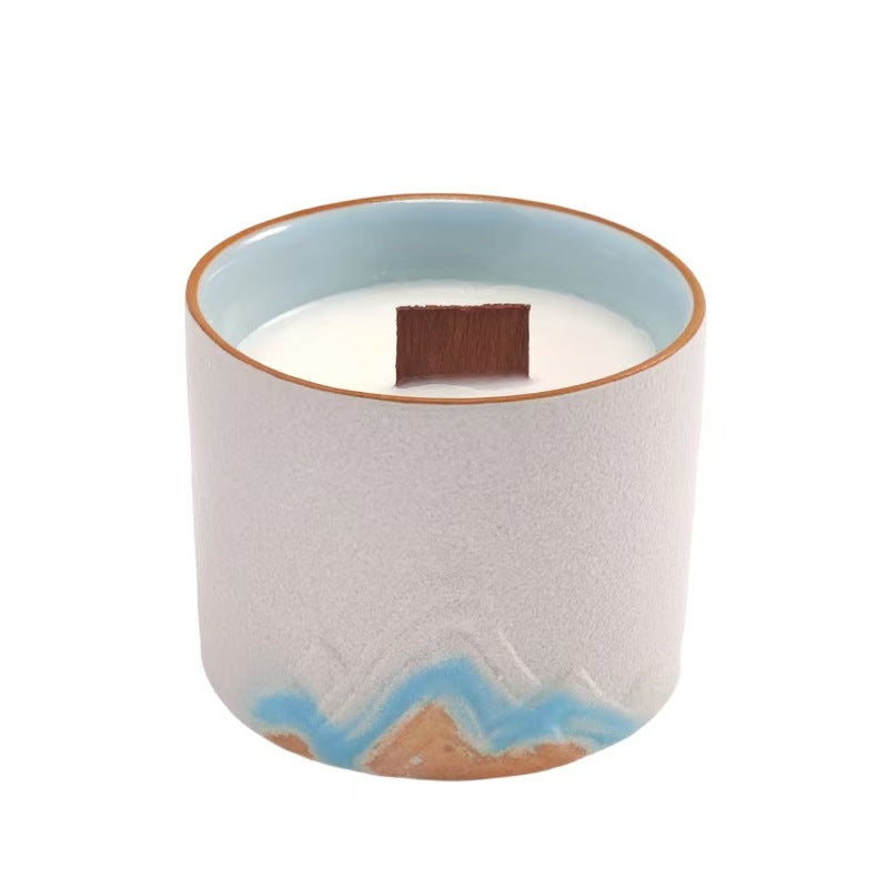 Ceramic Cup Scented Candle with Oriental Design