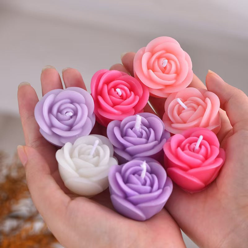 Handmade Mini Rose Flower Scented Candle Set