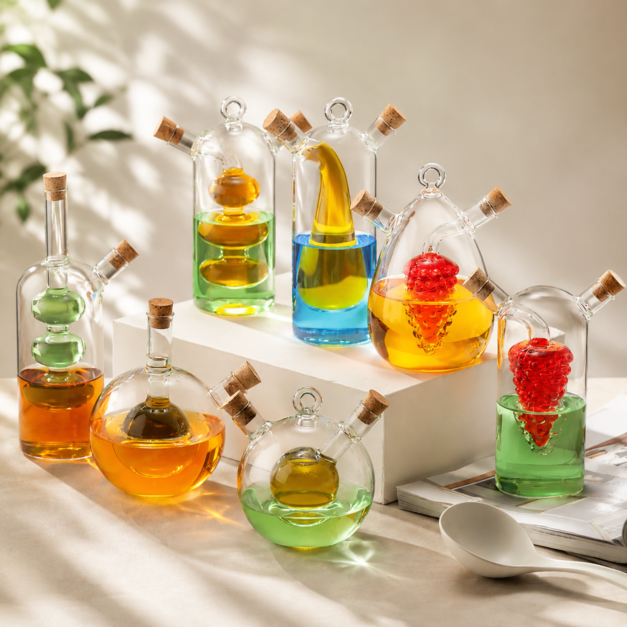 Borosilicate Glass Oil & Vinegar Dispenser – Fine Spout Seasoning Bottle