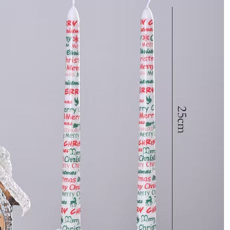 25cm Christmas Printed Taper Candles – Set of 2