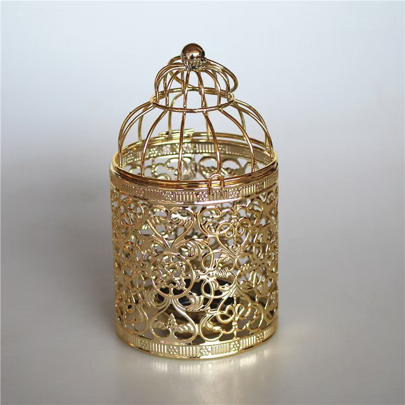 Electroplated Metal Birdcage Candleholder Creative Decor