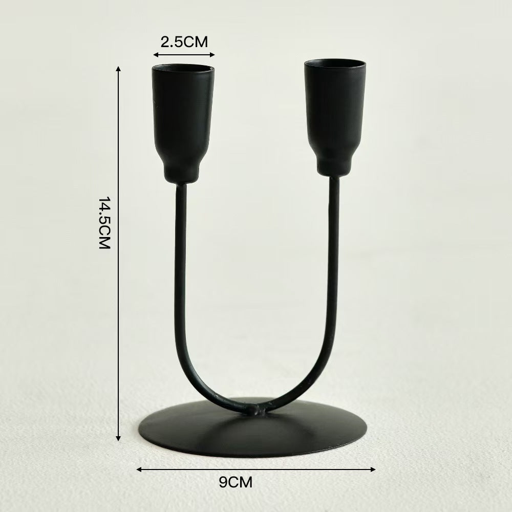 Geometric Iron Metal Candleholder, Modern Home Decor