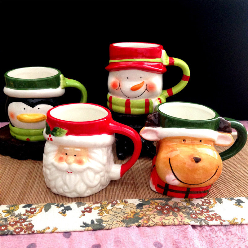 Christmas Animal Ceramic Mug – Santa, Reindeer & Snowman Holiday Cup