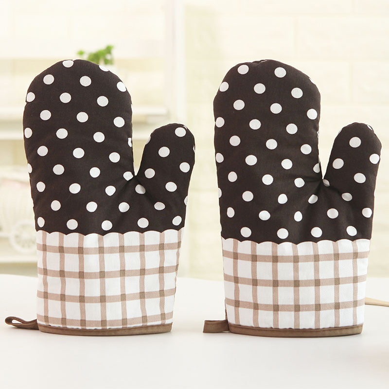 Cotton Oven Mitt – Floral or Polka Dot Heat-Resistant Kitchen Glove with Hanging Loop, 17 × 26 cm