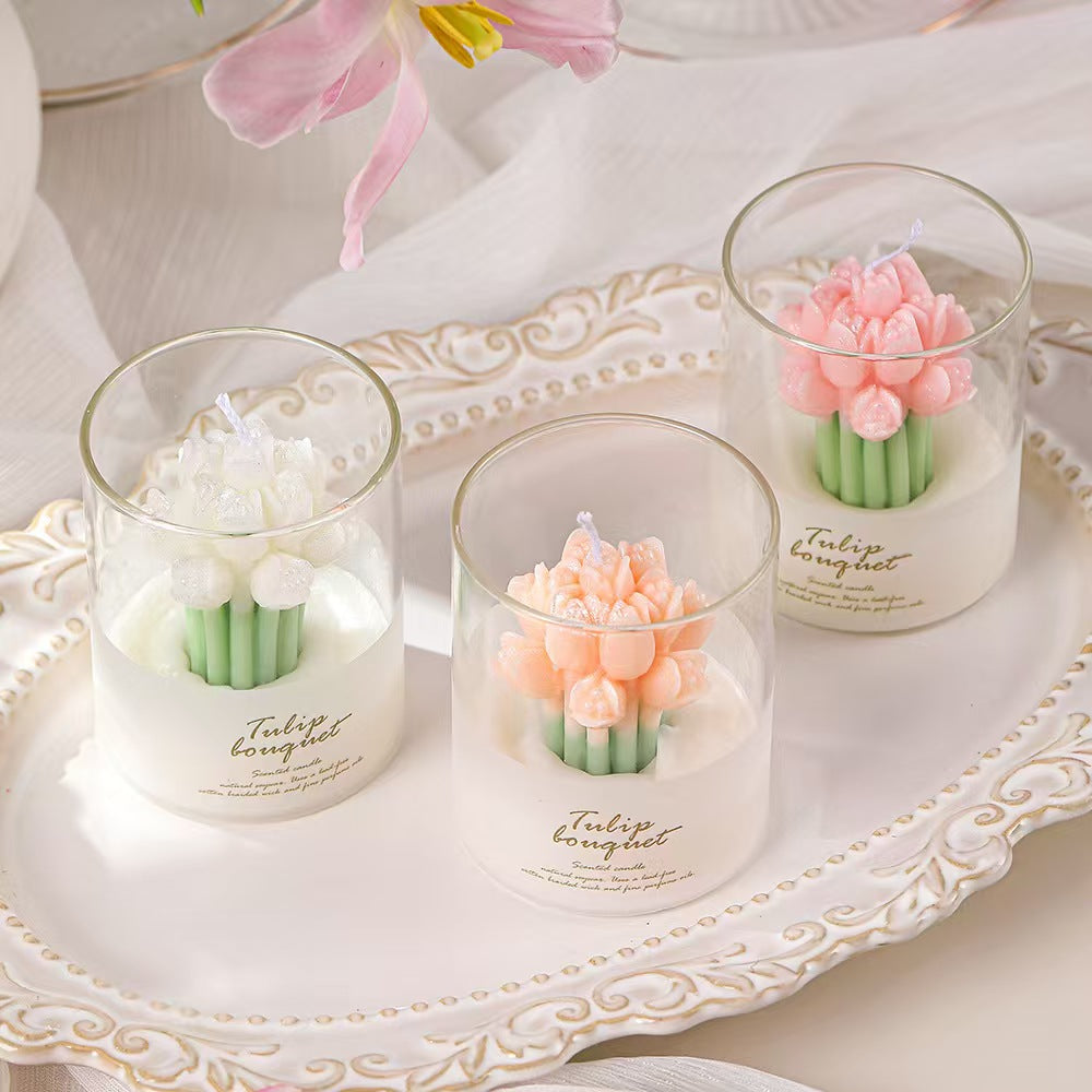 Tulip Bouquet Scented Candle Cup