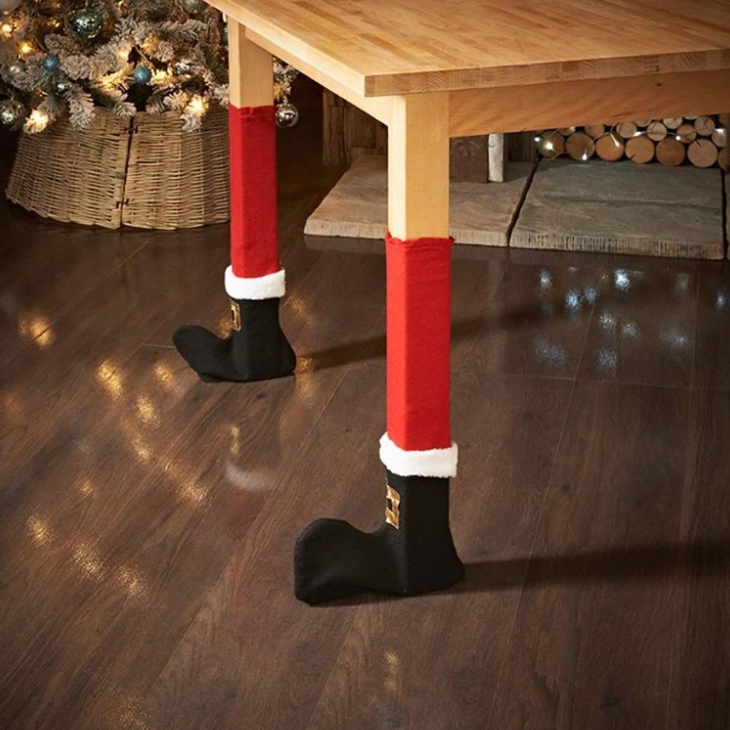 4-Pack Santa Chair Leg Covers, Christmas Table Leg Decorations